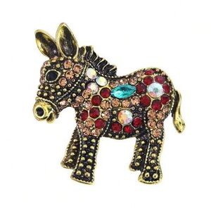 Donkey Brooch Pin gems gemstones jewelry antique gold farm mule jewels miniature